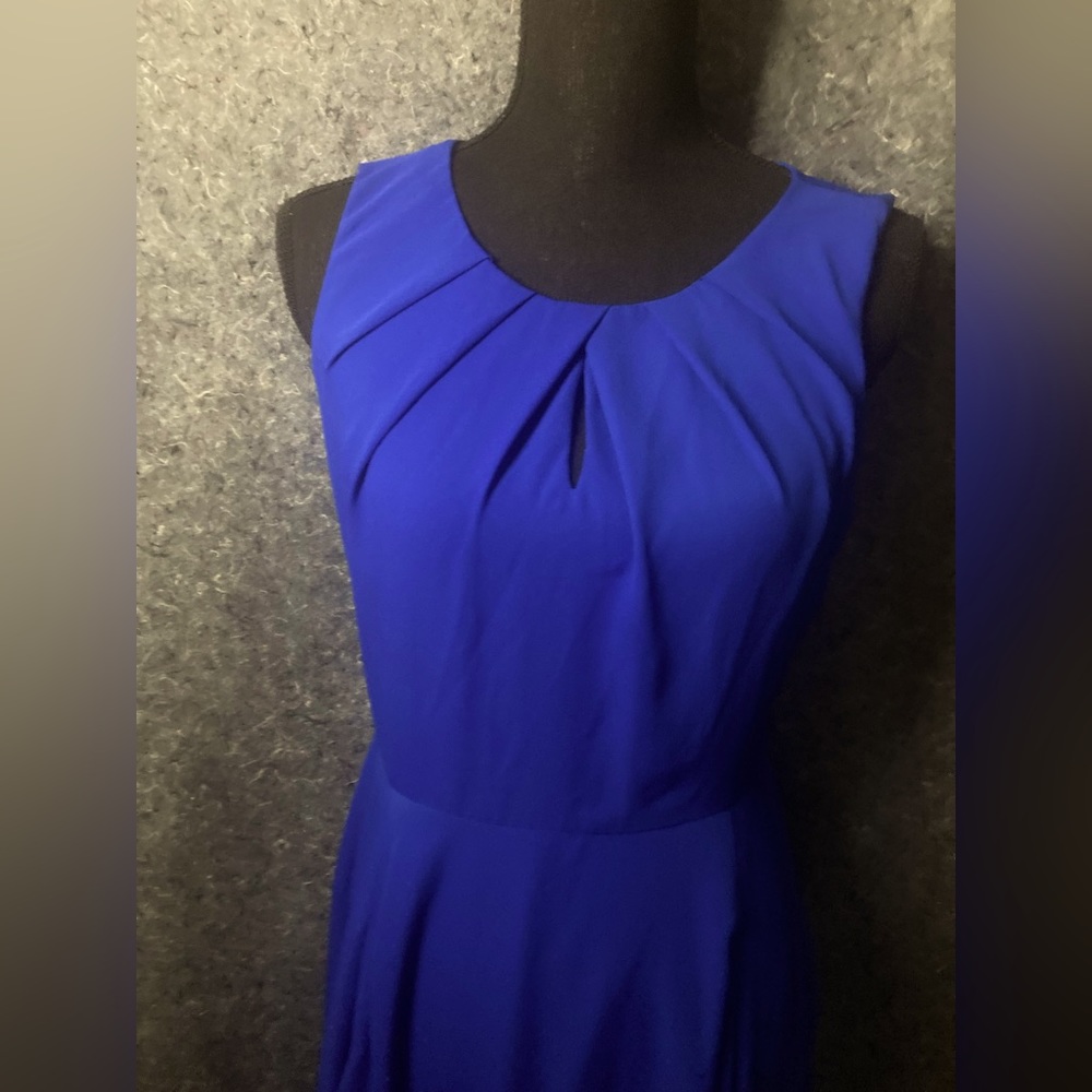 Express blue sleeveless hidden side zip flare eyelet shoulders dress Size 8